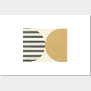 Half Circle Stripes - Gold Black Posters and Art